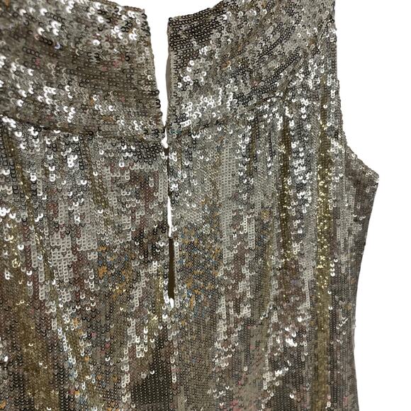 Tory Burch Metallic Gold Sequin Sleeveless Silk Sheath Dress Womens Size 8 - Picture 3 of 5